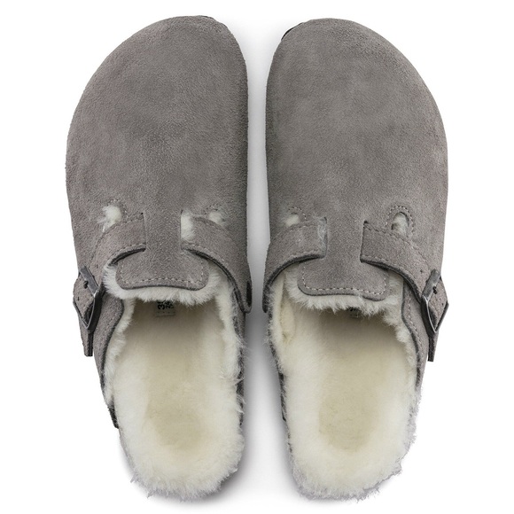 Birkenstock Shoes - Birkenstock‎ Boston Shearling Suede- Stone Coin- NWT